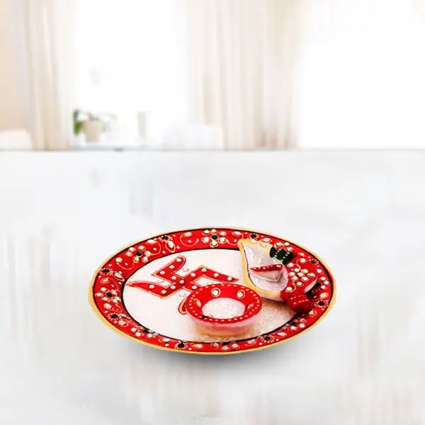 Swastik Shaped Pooja Thali