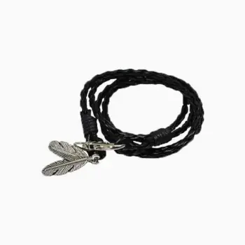 विंग ब्रेसलेट, Leather Wing Bracelet, Wing Charm Rope Bracelet