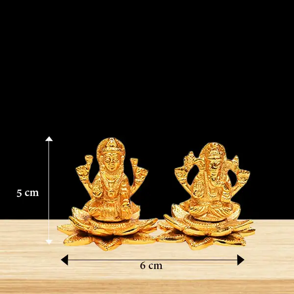 Brass Laxmi-Ganesh Flower Idol