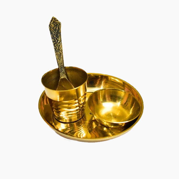 Buy Navarathri Round Brass pooja thali set Tray Items Plate Pottu