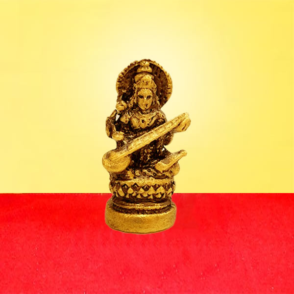 Brass Saraswati Idol, Pital Saraswati Statue, Saraswati Pital Murti