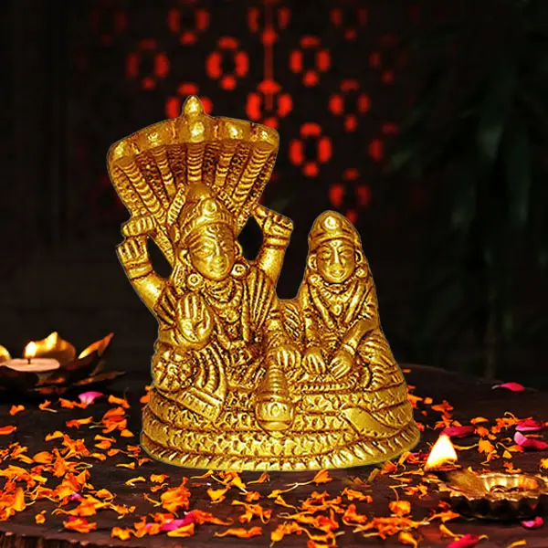 Vishnu Laxmi Brass Statue