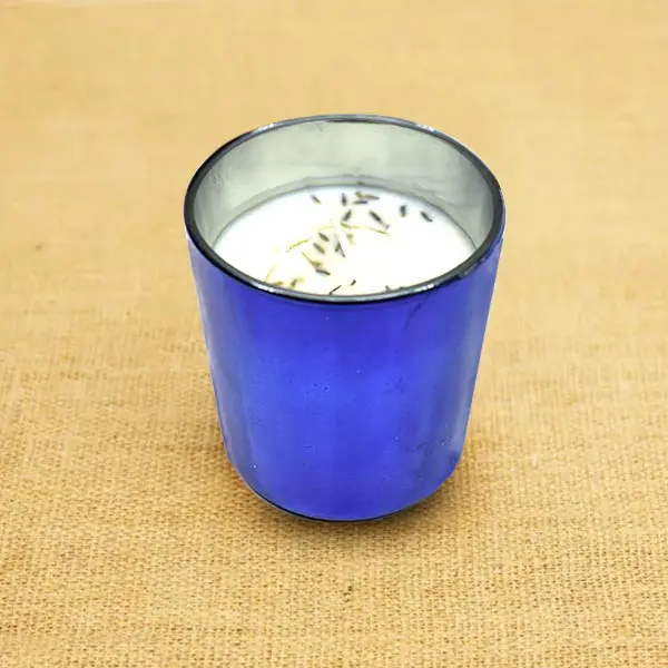 Blue Glass Jar Candle