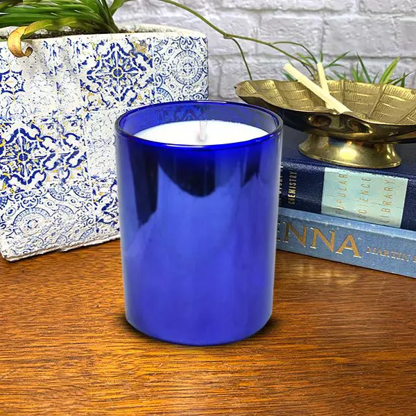 Blue Glass Jar Candle