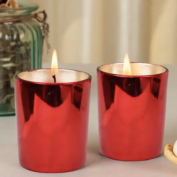 Red Glass Jar Candle